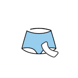 icon of maternity pad and blue underwear