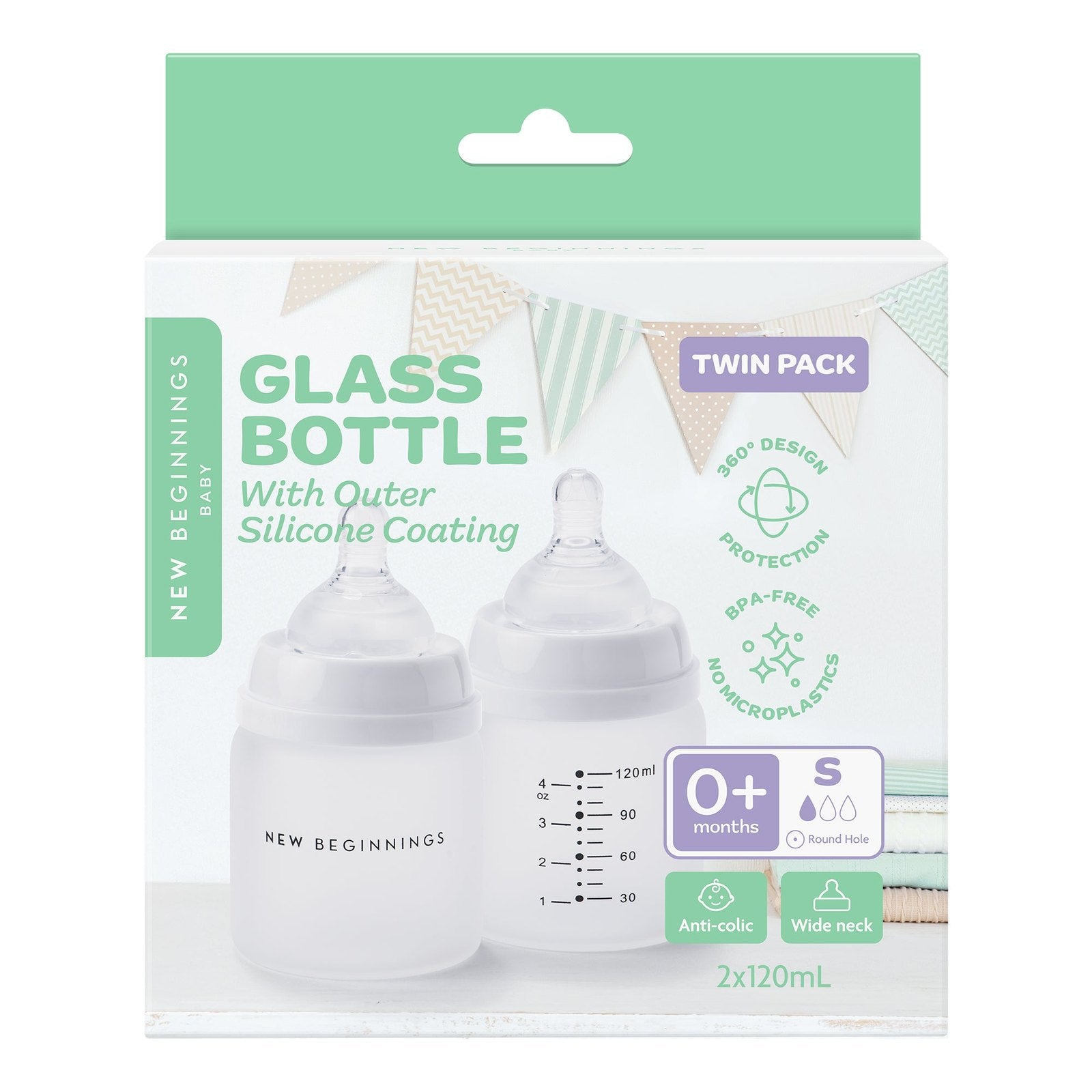 Glass Bottle with Silicone Outer - 120ml Twin