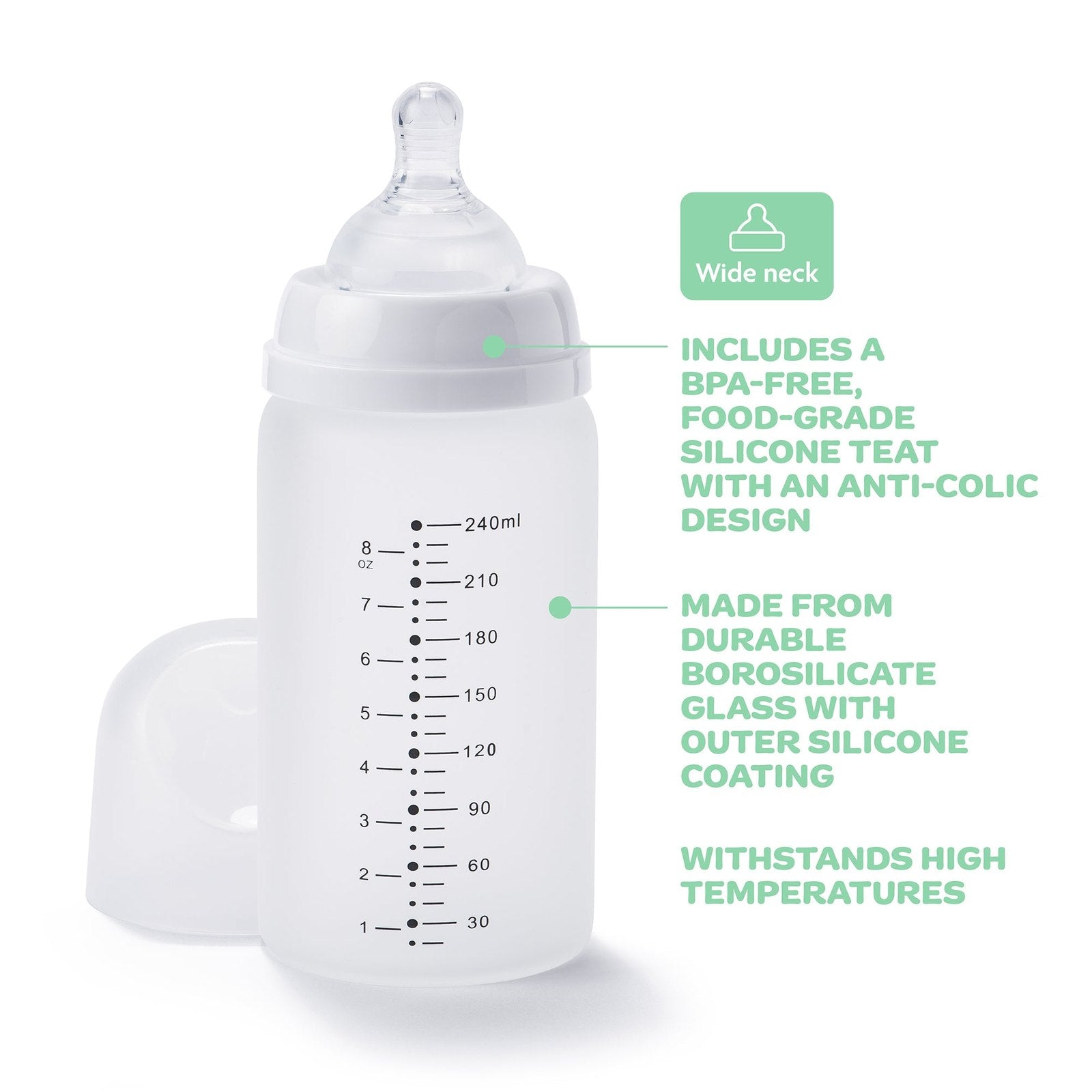 Glass Bottle with Silicone Outer - 240ml Twin