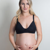 model wearing Diamond Maternity Bra in black