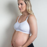 model wearing Everyday Maternity Bra in white